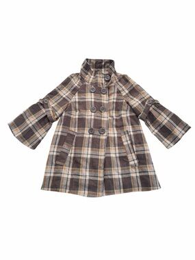 Last Kiss Brown Plaid Retro Swing Style Coat Bell Sleeves Mod Style